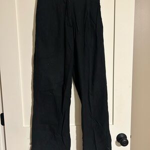 Abercrombie & Fitch Black Wide-Leg Linen Pants